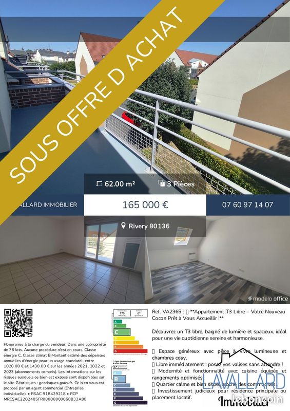 Appartement 3 pièces 62 m² · à Rivery · 62 m² · 165 000 €