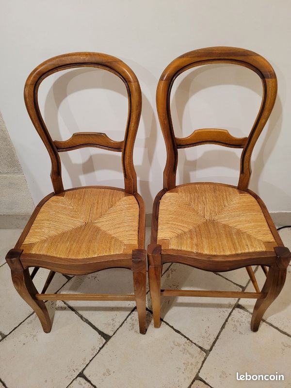 3 chaises en chaise noyer et paillage (image 3)