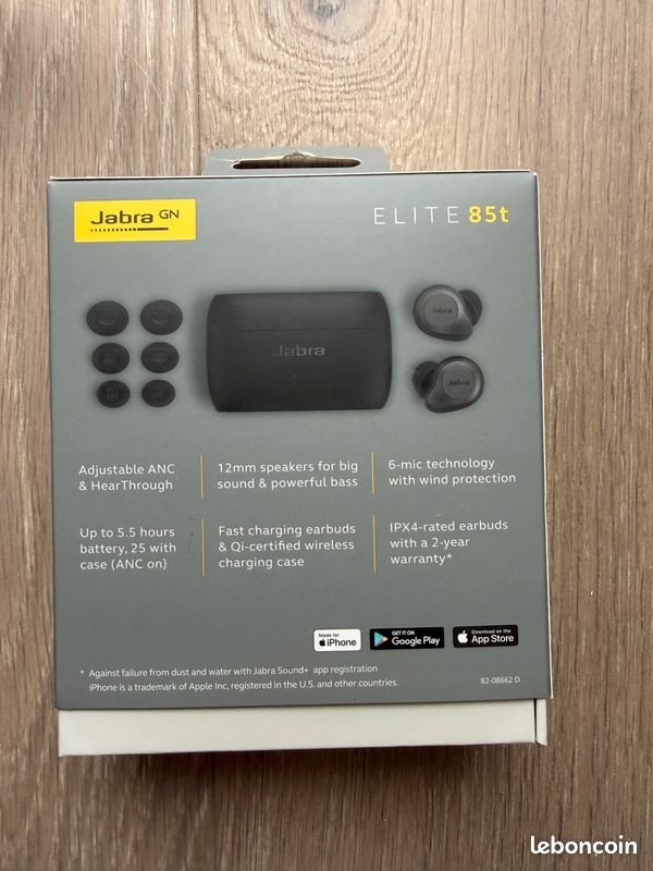 NEUFS Ecouteurs sans fil True Wireless Jabra Elite 85t avec réduction active de bruit Noir Titane (image 5)
