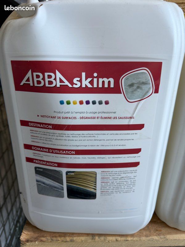 Abba bidon neuf Décontaminant nouvelle génération pour matériaux poreux en toitures et façades | ABBAClean top abbaskim dégraissant nettoyant de surface façade toiture traitement des murs (image 3)