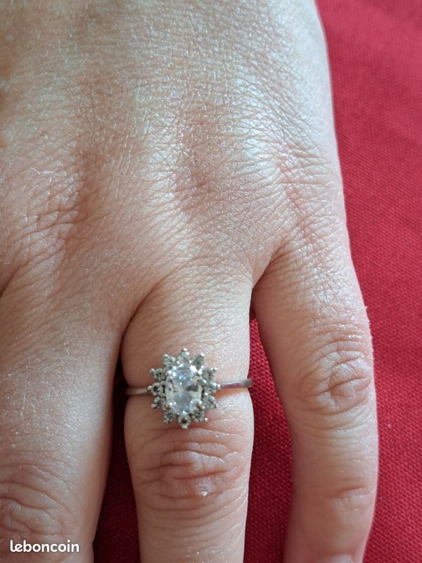 Bague Alliance Solitaire En Argent 925 Avec Cubic Zirconium - Taille 53 - Vintage Des Années 70 - Neuf Ancien Stock