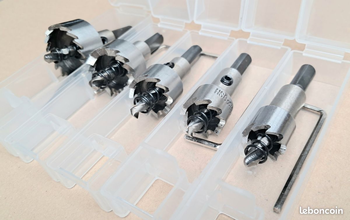 5 Pièces Scies Cloches HSS Trépan à Trou - Plaquées Titane Pour Percer Métal, Bois, Plastique - Marque Uxcell