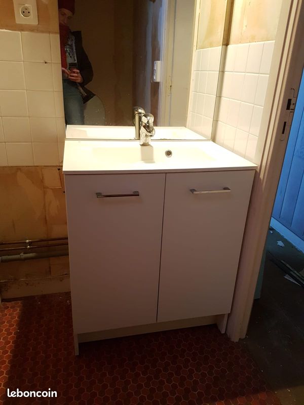 Ensemble meuble vasque et miroir salle de bain (image 1)