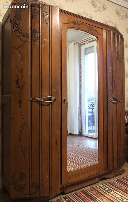 Lit, armoire et chevet vintage (image 1)