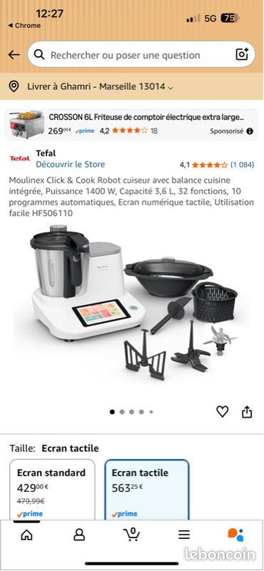 Robot cuiseur MOULINEX HF506110 click&cook blanc (image 1)