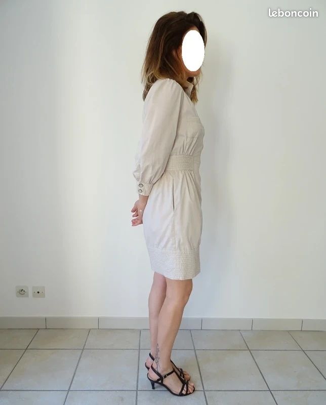 Robe Mango Occasion Taille 36 - Noir Et Blanc - Manches 3/4 - Longueur 78 Cm - Très Bon état