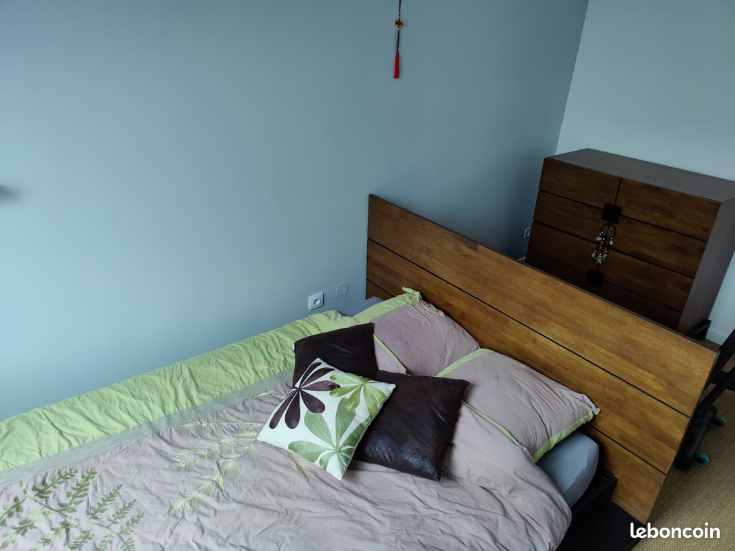 Lit 140x200, tête de lit, sommier et matelas (image 2)