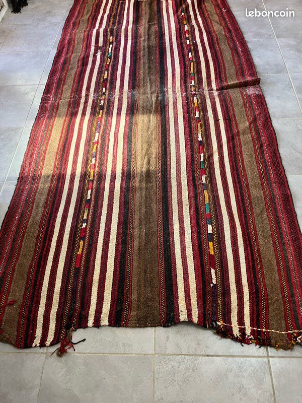 Tapis Kilim Berbère à Rayures - 150x90 Cm - 100% Laine De Mouton - Maroc