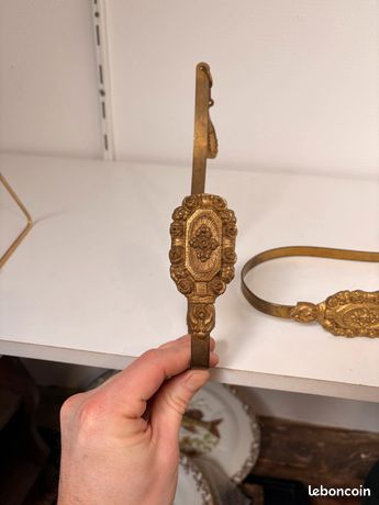 Lot De 4 Embrasses Pour Rideaux En Laiton - Longues, Profondeur 19,5 Cm - Occasion Bon État