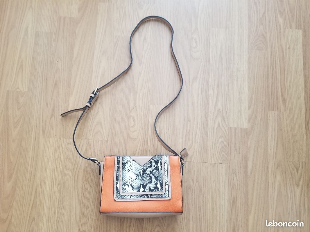 Petit sac à main beige orange léopard (image 1)