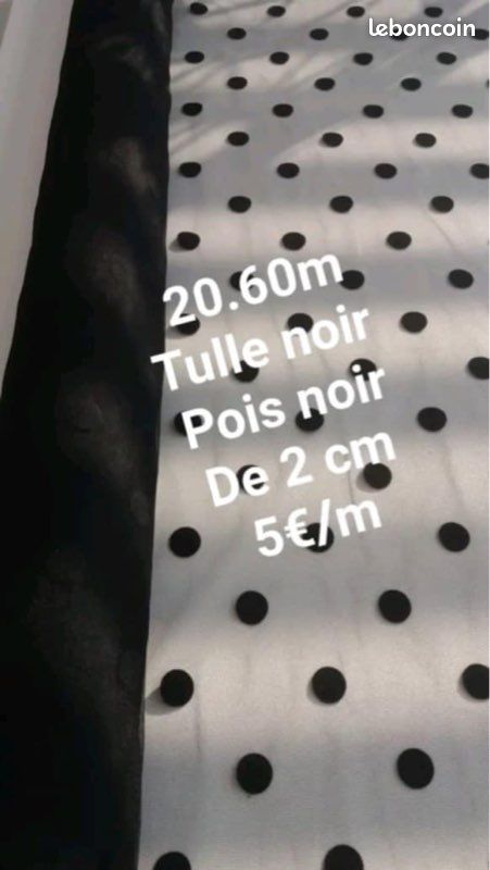 Tulle noir pois noir (image 1)