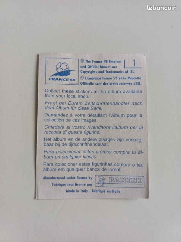 Timbre : 1998 France 98 Coupe du Monde