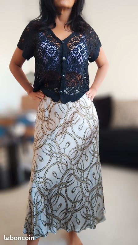 adorable jupe longue résille fine LILITH taille M ou 38 fr