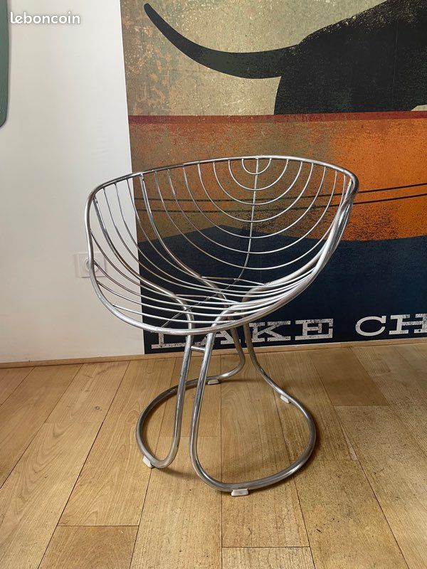 Fauteuil design Gaston Rinaldi chromé 1970 (image 2)