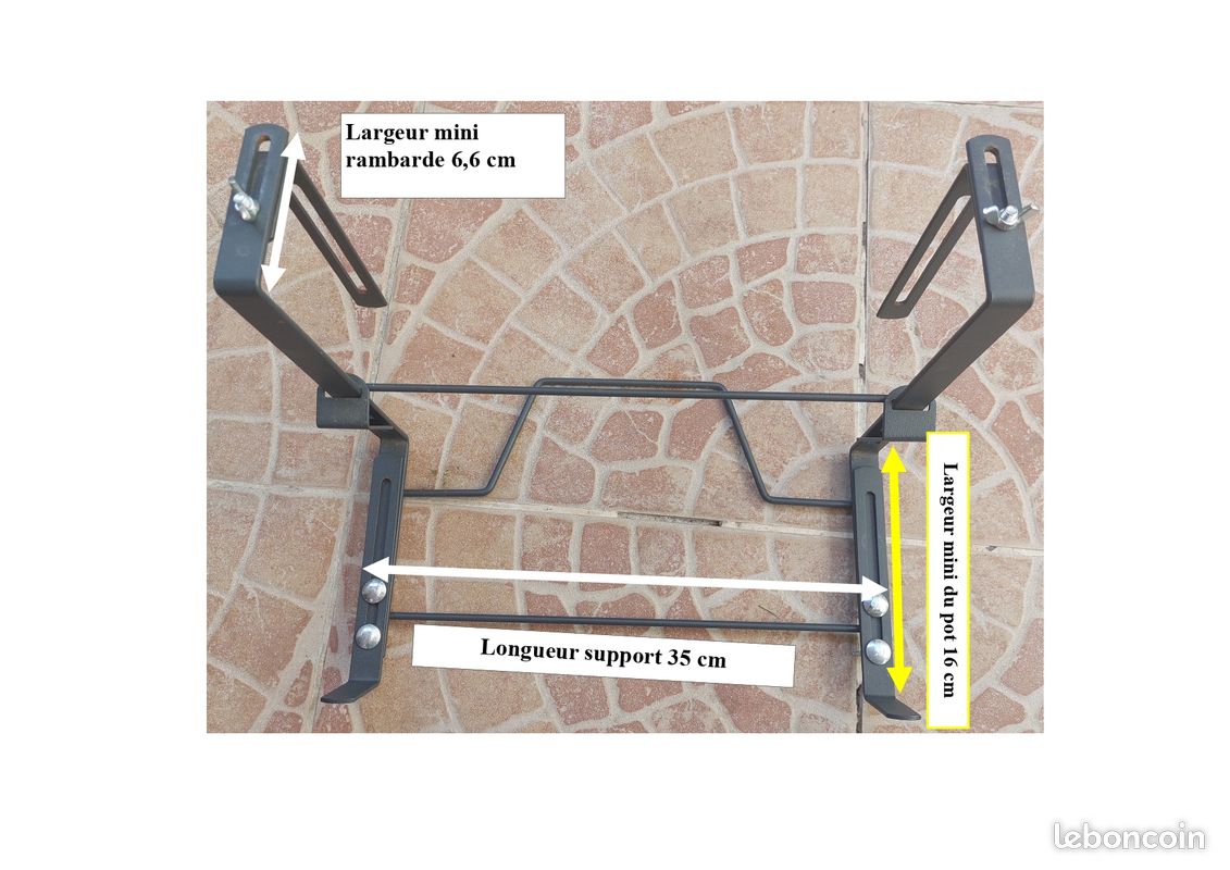 3 supports pot de fleurs pour rambarde balcon terrasse (image 1)