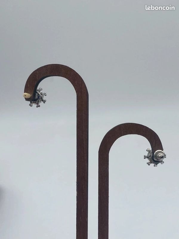 Boucles d’oreilles clous style solitaire – zircon brillant & métal argenté (image 6)