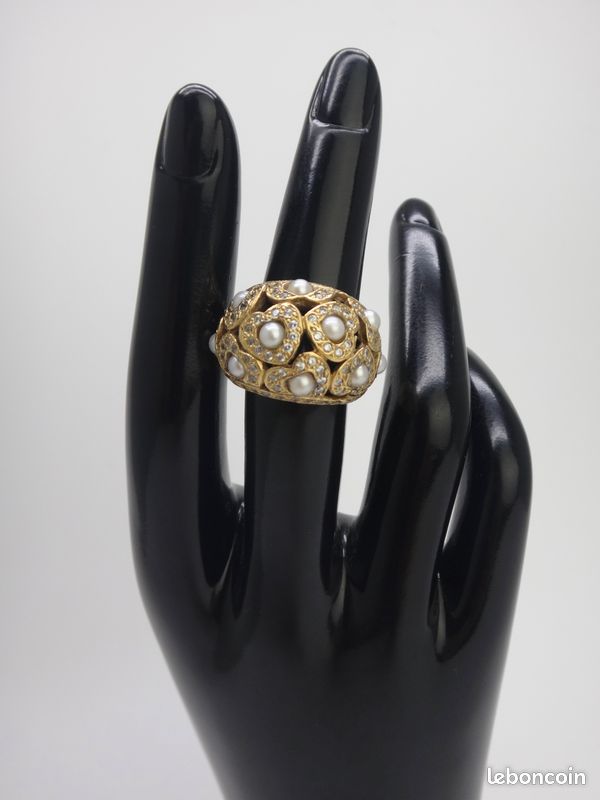 Bague En Argent Massif Ou Vermeil Avec Zirconiums - Taille 53, Occasion, Style élégant Et Brillant