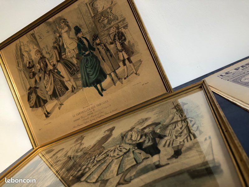 Cadres anciens avec gravures de mode originales (image 7)