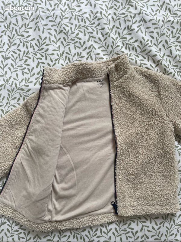 Veste gilet pull bouclette crème 6 ans (image 3)