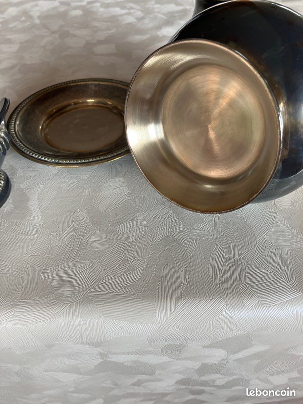 Sucrier En Métal Argenté Avec Sa Soucoupe - Service De Table - Occasion