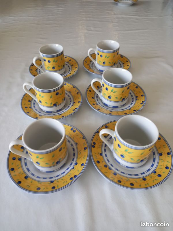 6 tasses a cafe + soucoupes (tbe) (image 1)
