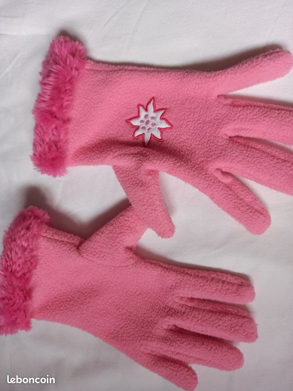 Set Gants Et écharpe Fille Jacadi - Rose Avec Paillettes Cœur - Taille Unique