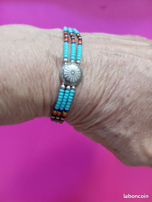 Bracelet Perles Opaline Facettées Et Argentées - Fait Main En France - Longueur 19-20 Cm - Neuf Avec étiquettes
