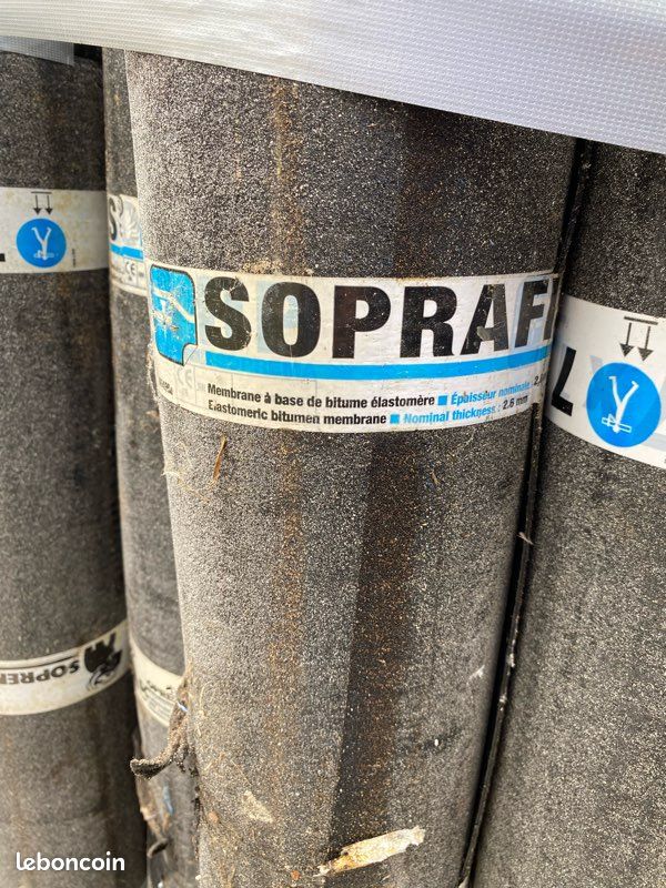 Lot de 40 rouleaux de membrane d’étanchéité SOPREMA – 14 rouleaux 7 × 1 m + 26 rouleaux de renfort (image 4)