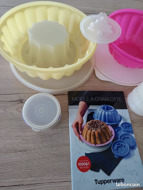 1124⚜️ MOULE À Gâteau + Plat Charlotte Tupperware Couleur Rose Diamètre 20 Cm EUR 20,00 - FR