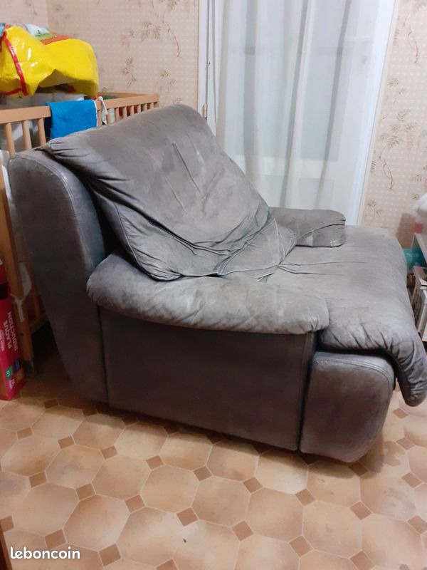 Fauteuil cuir gris anthracite Roche bobois (image 2)
