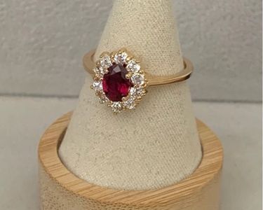 Bague Femme Rubis Cz Marquise - Taille 58 - Plaqué Or Vermeil - Marque Dolly-Bijoux - Neuf Avec étiquettes