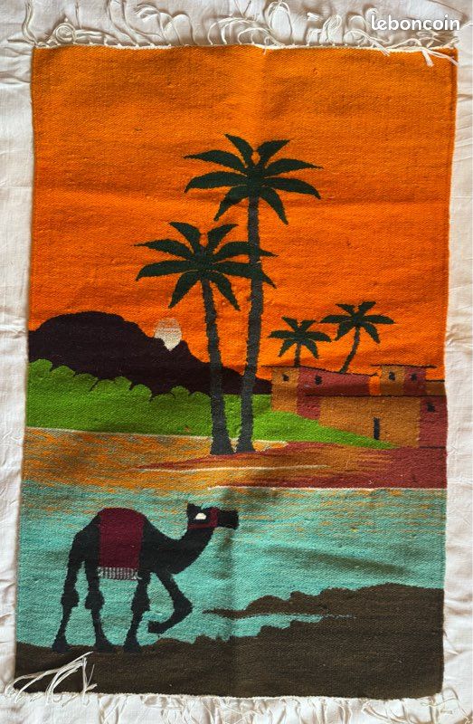 Tapisserie Kilim Égyptienne En Laine Tissée Main - 2,4 Pieds Motif Nature Animaux