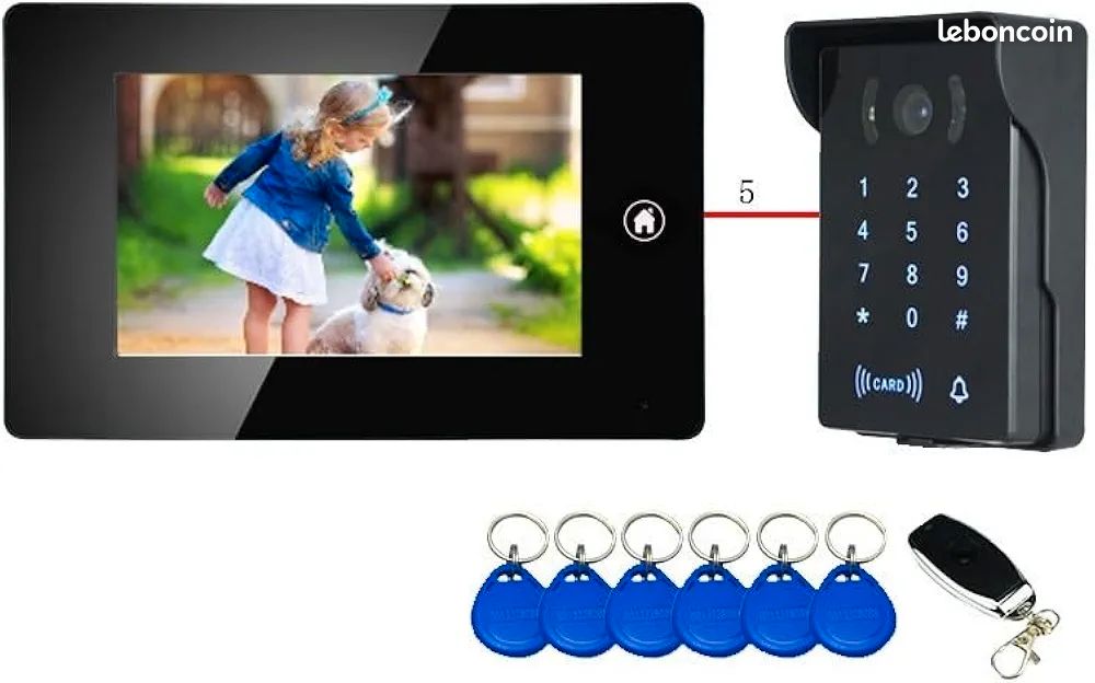 Visiophone/Interphone connectée avec digicode et Badges + télécommande (image 1)