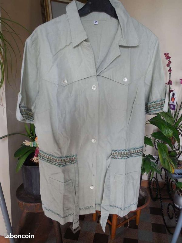 Veste vert amande, manches courtes, T44 (image 1)
