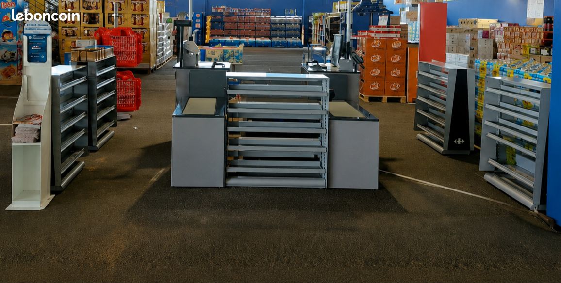 Lot professionnel carrefour – 6 gondoles + 2 roulottes de caisse (image 1)