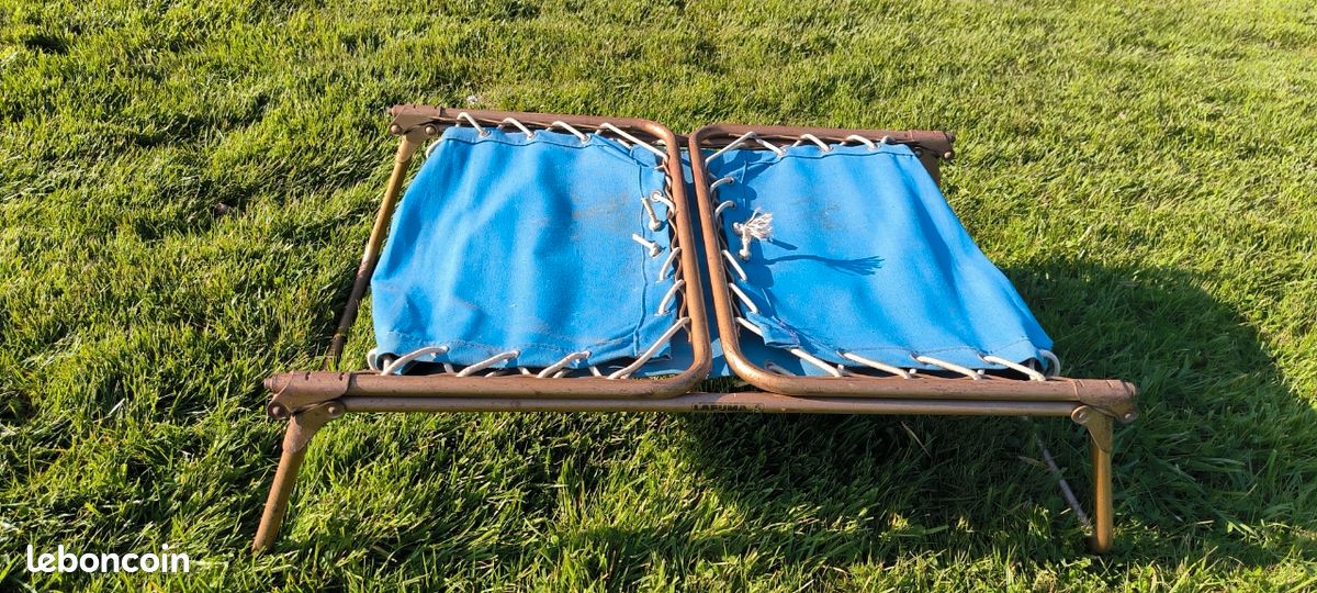 Lit De Camp Vintage En Aluminium – Pliant, Léger, Sans Coussin, Pour Camping Ou Plage