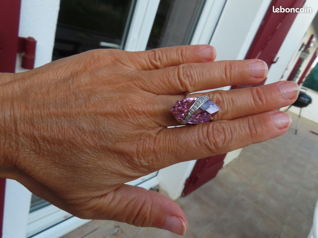Bague Ornements et Pierre Rose Argent 925 Rhodié - Atelier Mine de Rien - Bijouterie
