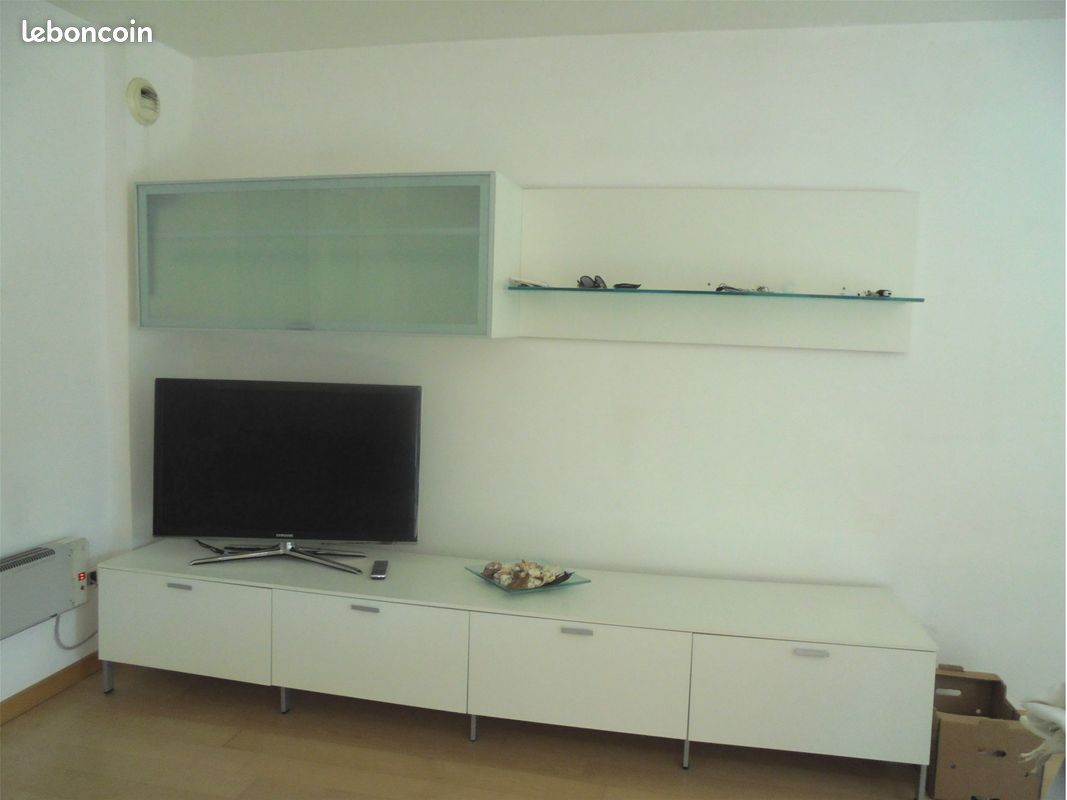 Meuble salon living dising blanc & verre (image 1)