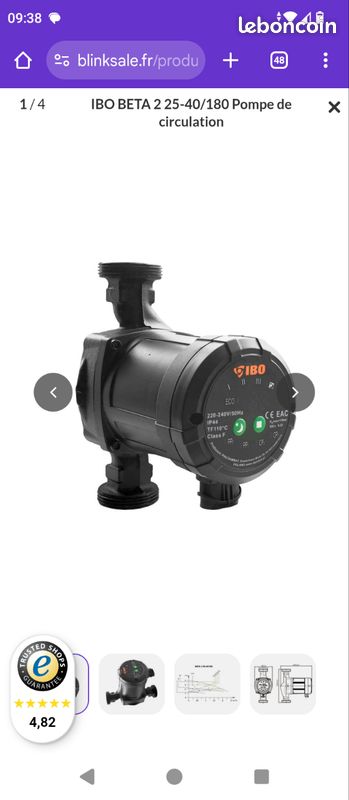 Pompe De Circulation IBO OHI 25-80 180 - Chauffage - Débit 88 L/min - 10 Bar - Neuf