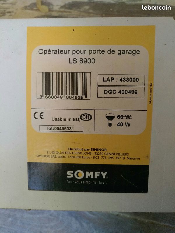 Moteur de porte sectionnelle SOMFY (image 3)