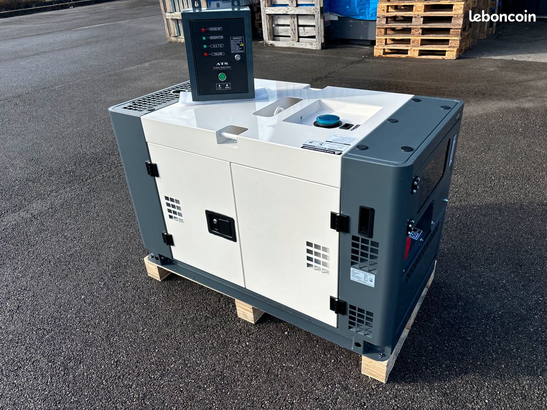 Groupe électrogène 15kva AQUITAINE-ENERGIE 2 cyl diesel AVR fioul huile végétale pure et recyclée 230 400 V insonorisé, ATS démarrage automatique régulation électronique fabricant de 8 à 2630kva (image 1)
