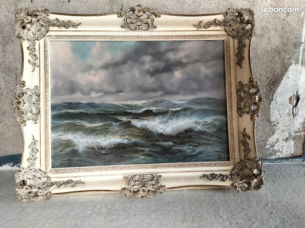Vds tableau mer tempête peinture signee (image 1)