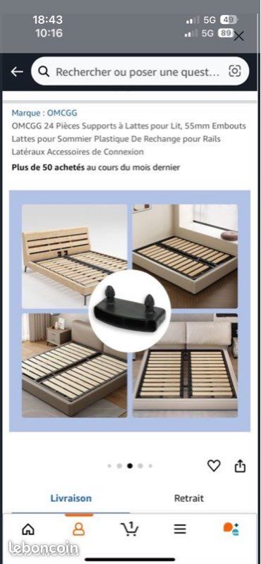 24 Pièces Supports à Lattes 55mm Pour Sommier - Embouts Plastique De Rechange OMCGG