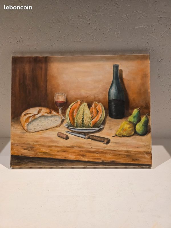 Toile d artiste nature morte signée (image 1)