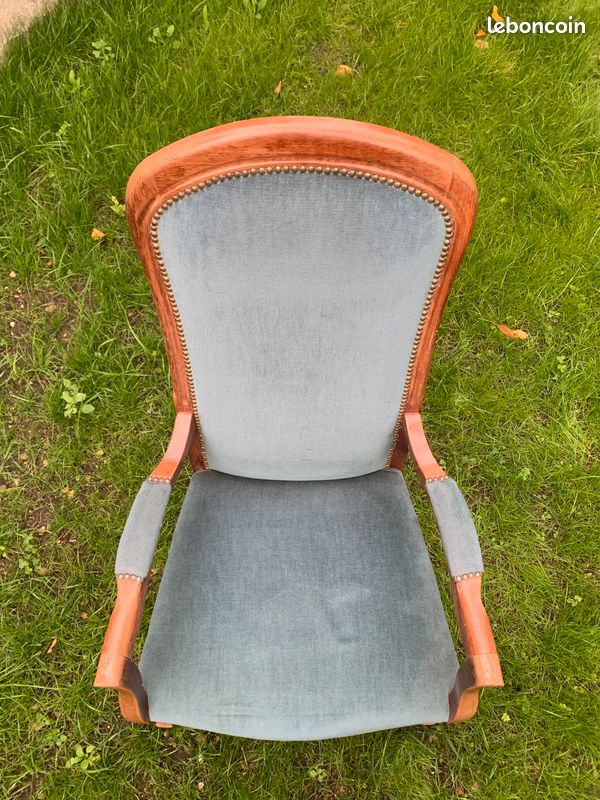 Magnifique fauteuil Louis Philippe bleu canard (image 2)