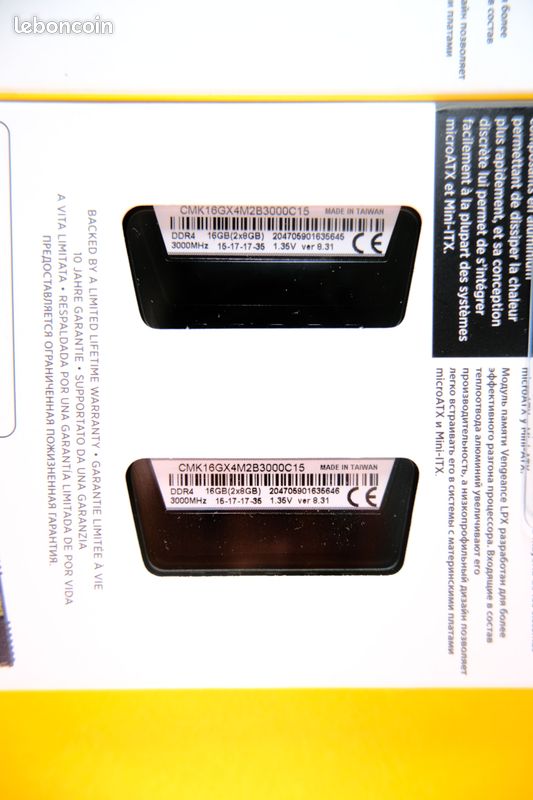 RAM Corsair Vengeance LPX 32 Go (2x2x8 Go) DDR4 3000 MHz CL15 (image 4)