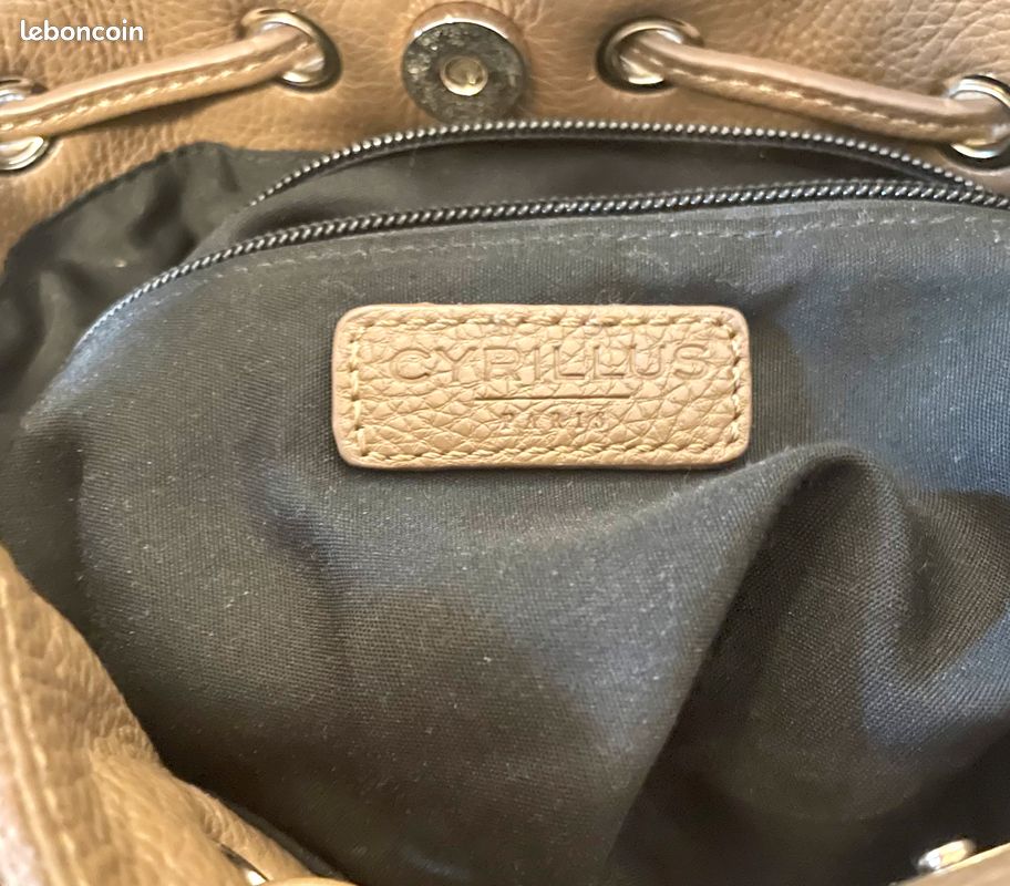 Sac à main seau femme Cyrillus cuir daim beige (image 4)