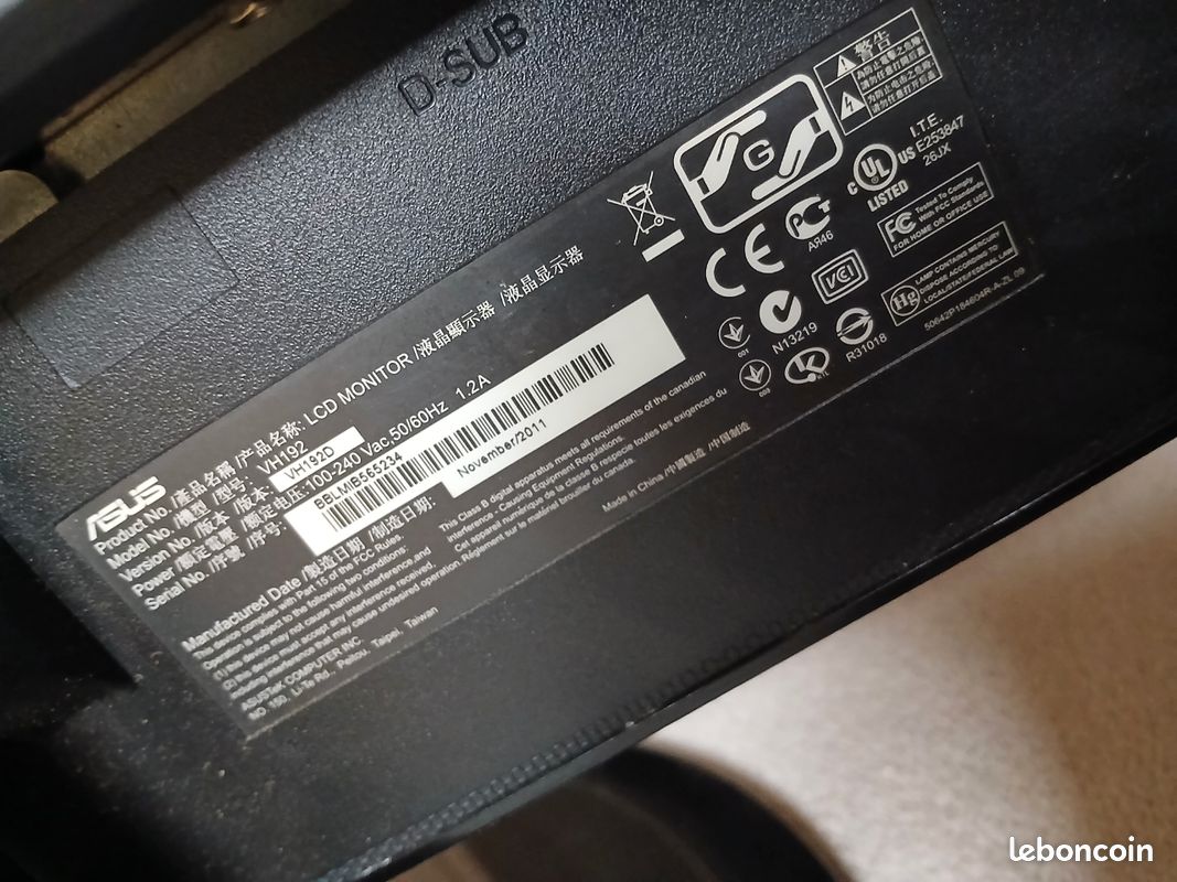 Ecran moniteur ASUS 18,5" (47cm) (image 2)