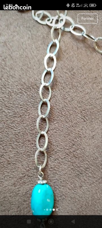 Ancien collier réglable Claude Dasque bijou vintage argenté perles en