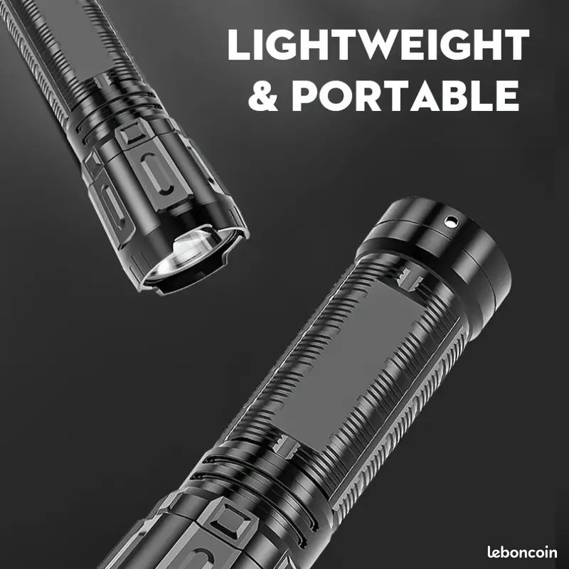 Constefire Lampe Torche De Poche LED Haute Puissance Avec 2 Piles Rechargeables, Lampe De Poche Tactique Avec Chargeur USB